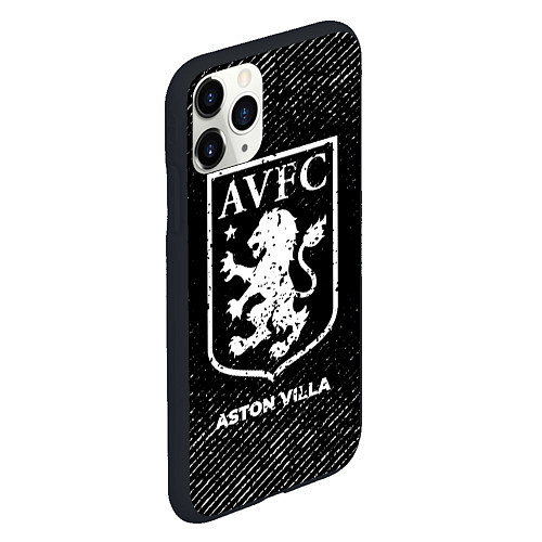 Чехол iPhone 11 Pro матовый Aston Villa с потертостями на темном фоне / 3D-Черный – фото 2