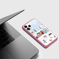 Чехол iPhone 11 Pro матовый Новый год - каникулы, цвет: 3D-малиновый — фото 2
