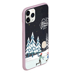 Чехол iPhone 11 Pro матовый Новогодняя ночь, цвет: 3D-розовый — фото 2