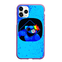 Чехол iPhone 11 Pro матовый Радужные друзья: Синий глитч, цвет: 3D-фиолетовый