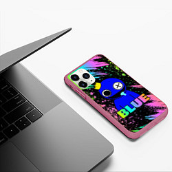 Чехол iPhone 11 Pro матовый Rainbow Friends - Blue, цвет: 3D-малиновый — фото 2