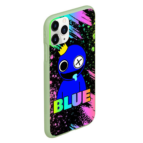 Чехол iPhone 11 Pro матовый Rainbow Friends - Blue / 3D-Салатовый – фото 2