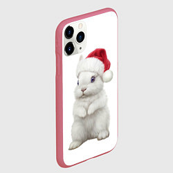 Чехол iPhone 11 Pro матовый Рождественский крольчонок, цвет: 3D-малиновый — фото 2