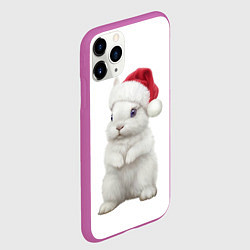 Чехол iPhone 11 Pro матовый Рождественский крольчонок, цвет: 3D-фиолетовый — фото 2