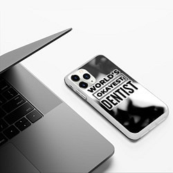 Чехол iPhone 11 Pro матовый Worlds okayest dentist - white, цвет: 3D-белый — фото 2