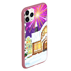 Чехол iPhone 11 Pro матовый Новогодний салют, цвет: 3D-малиновый — фото 2