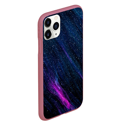 Чехол iPhone 11 Pro матовый Звёздное абстрактное фиолетовое небо / 3D-Малиновый – фото 2