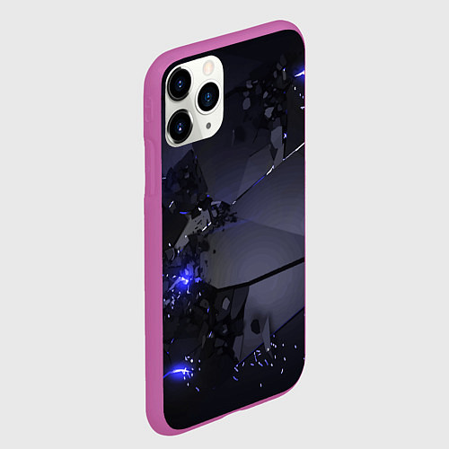 Чехол iPhone 11 Pro матовый Неоновые плиты, взрыв / 3D-Фиолетовый – фото 2