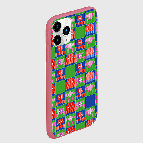 Чехол iPhone 11 Pro матовый Пиксельный рисунок поп арт / 3D-Малиновый – фото 2
