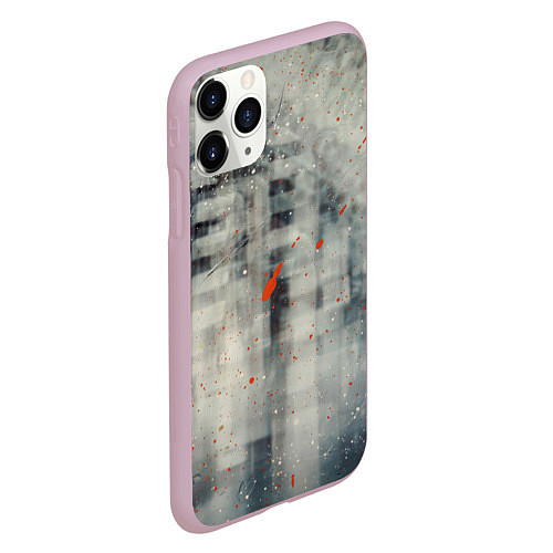 Чехол iPhone 11 Pro матовый Серый туман и оранжевые краски / 3D-Розовый – фото 2