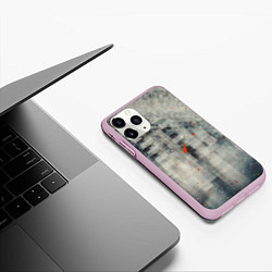 Чехол iPhone 11 Pro матовый Серый туман и оранжевые краски, цвет: 3D-розовый — фото 2
