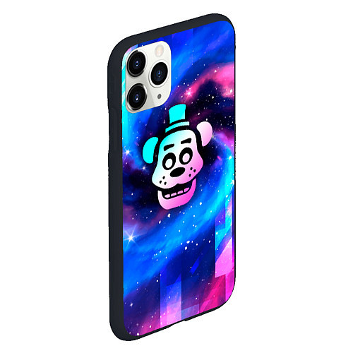 Чехол iPhone 11 Pro матовый FNAF неоновый космос / 3D-Черный – фото 2