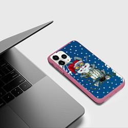 Чехол iPhone 11 Pro матовый Кролик и гирлянда - 2023, цвет: 3D-малиновый — фото 2