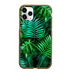 Чехол iPhone 11 Pro матовый Тропические растения - текстура, цвет: 3D-коричневый