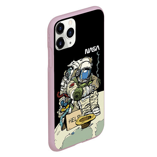 Чехол iPhone 11 Pro матовый NASA - Help! Astronaut - Joke / 3D-Розовый – фото 2