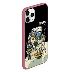 Чехол iPhone 11 Pro матовый NASA - Help! Astronaut - Joke, цвет: 3D-малиновый — фото 2