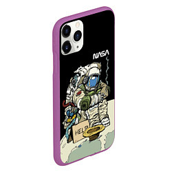 Чехол iPhone 11 Pro матовый NASA - Help! Astronaut - Joke, цвет: 3D-фиолетовый — фото 2