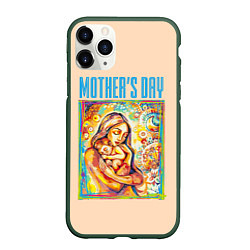 Чехол iPhone 11 Pro матовый Mothers Day - дитя с матерью, цвет: 3D-темно-зеленый