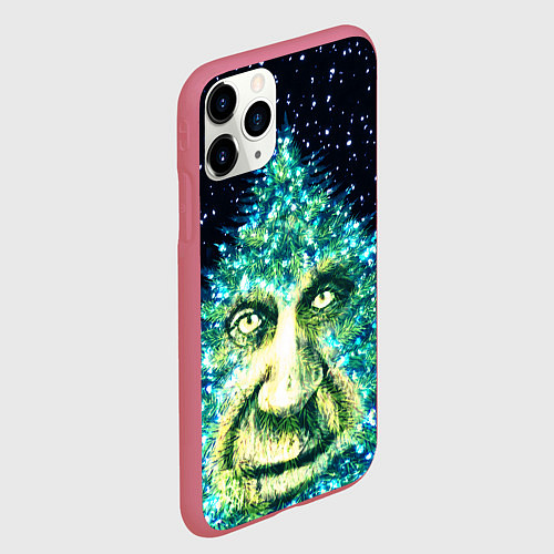 Чехол iPhone 11 Pro матовый Мудрое Новогоднее Дерево / 3D-Малиновый – фото 2