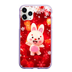 Чехол iPhone 11 Pro матовый Зайчик и снегопад, цвет: 3D-светло-сиреневый