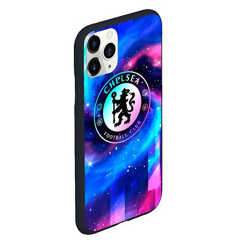 Чехол iPhone 11 Pro матовый Chelsea неоновый космос / 3D-Черный – фото 2