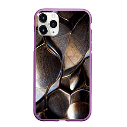Чехол iPhone 11 Pro матовый Бронзовая чешуя дракона доспех, цвет: 3D-фиолетовый