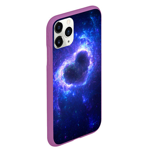 Чехол iPhone 11 Pro матовый Галактика любви - neon heart / 3D-Фиолетовый – фото 2