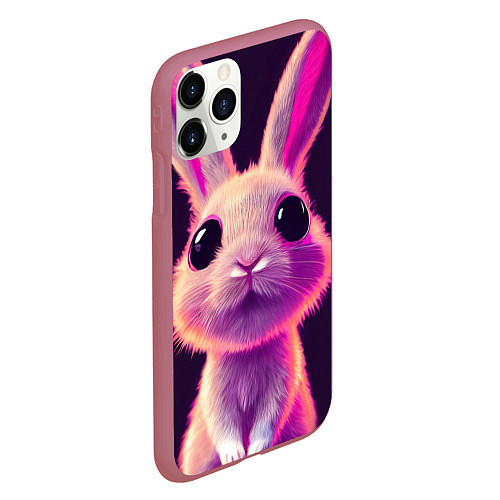 Чехол iPhone 11 Pro матовый Кролик 3Д арт / 3D-Малиновый – фото 2