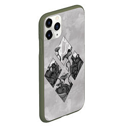 Чехол iPhone 11 Pro матовый Грибочки, цвет: 3D-темно-зеленый — фото 2