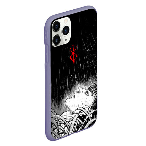 Чехол iPhone 11 Pro матовый Гаст под дождем - берсерк / 3D-Серый – фото 2