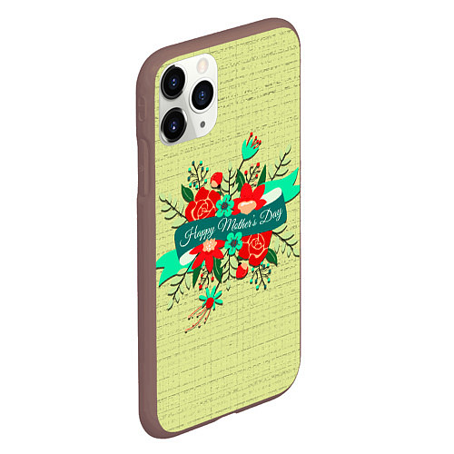 Чехол iPhone 11 Pro матовый Happy Mothers Day - букет / 3D-Коричневый – фото 2