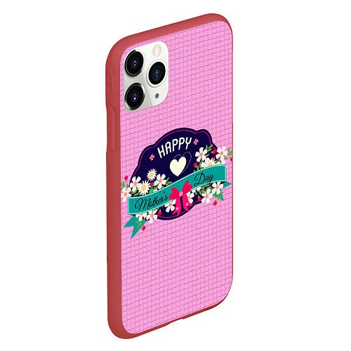 Чехол iPhone 11 Pro матовый Happy Mothers Day - эмблема / 3D-Красный – фото 2