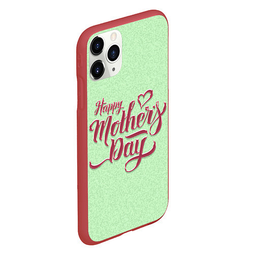 Чехол iPhone 11 Pro матовый Happy Mothers Day - надпись / 3D-Красный – фото 2