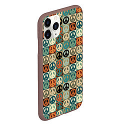Чехол iPhone 11 Pro матовый Peace symbol pattern, цвет: 3D-коричневый — фото 2