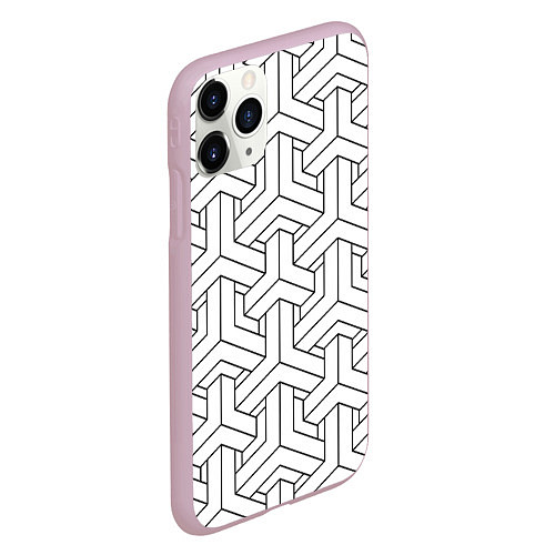 Чехол iPhone 11 Pro матовый Мозаичный чёрно-белый паттерн / 3D-Розовый – фото 2
