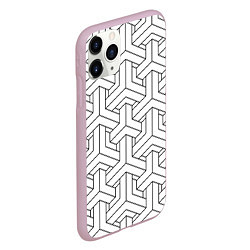 Чехол iPhone 11 Pro матовый Мозаичный чёрно-белый паттерн, цвет: 3D-розовый — фото 2