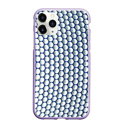 Чехол iPhone 11 Pro матовый Геометрические бело-синие круги, цвет: 3D-светло-сиреневый