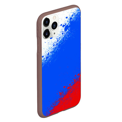 Чехол iPhone 11 Pro матовый Флаг России - триколор / 3D-Коричневый – фото 2