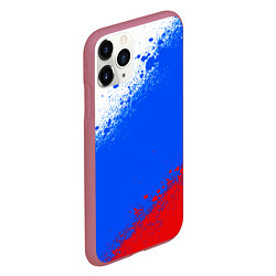 Чехол iPhone 11 Pro матовый Флаг России - триколор, цвет: 3D-малиновый — фото 2