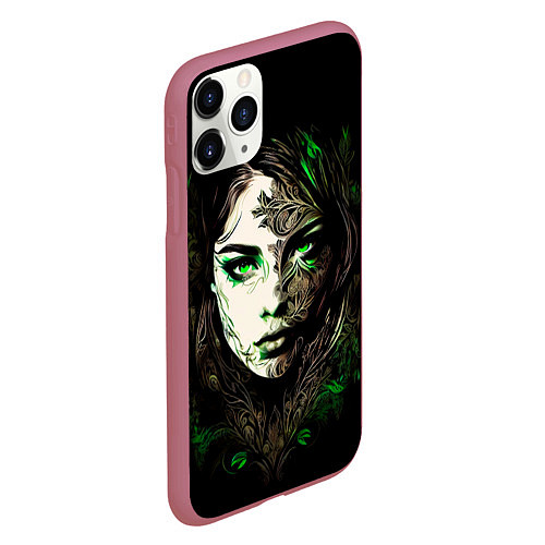 Чехол iPhone 11 Pro матовый Готическая девушка Весна / 3D-Малиновый – фото 2