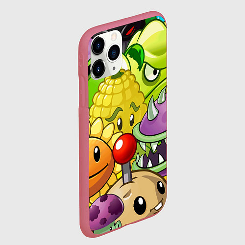 Чехол iPhone 11 Pro матовый Растения против зомби / 3D-Малиновый – фото 2