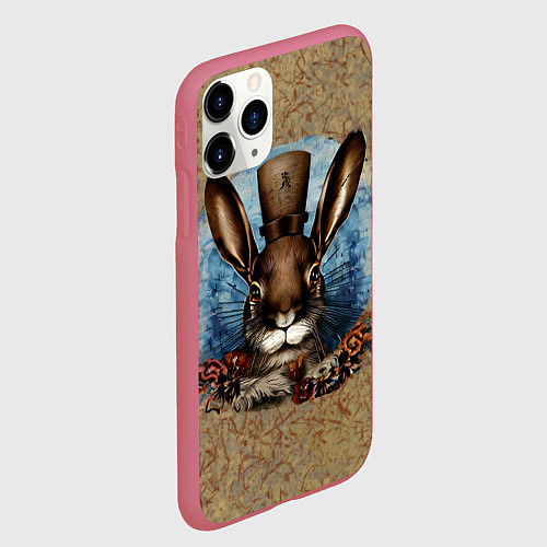 Чехол iPhone 11 Pro матовый Ретро кролик / 3D-Малиновый – фото 2