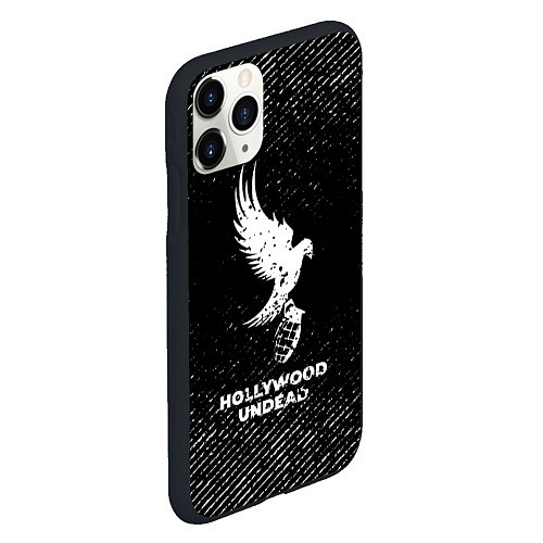 Чехол iPhone 11 Pro матовый Hollywood Undead с потертостями на темном фоне / 3D-Черный – фото 2