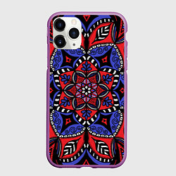 Чехол iPhone 11 Pro матовый Мандала в цветах триколора, цвет: 3D-фиолетовый