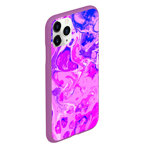 Чехол iPhone 11 Pro матовый Абстракция тай-дай / 3D-Фиолетовый – фото 2