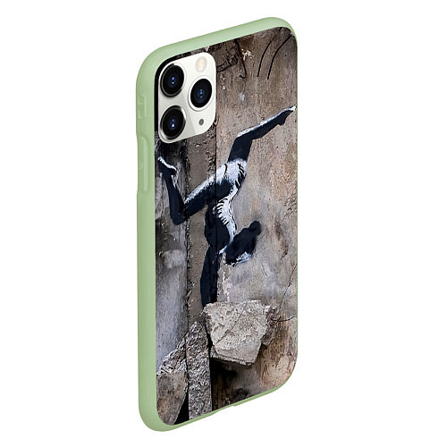 Чехол iPhone 11 Pro матовый Бэнкси Гимнастка / 3D-Салатовый – фото 2