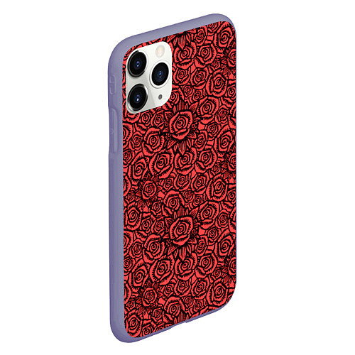 Чехол iPhone 11 Pro матовый Готические розы ретро / 3D-Серый – фото 2