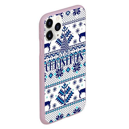 Чехол iPhone 11 Pro матовый Happy new year, merry christmas / 3D-Розовый – фото 2