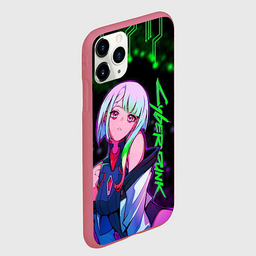 Чехол iPhone 11 Pro матовый Люси из киберпанка - в неоне / 3D-Малиновый – фото 2