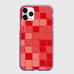 Чехол iPhone 11 Pro матовый Красный паттерн из кубов, цвет: 3D-фиолетовый